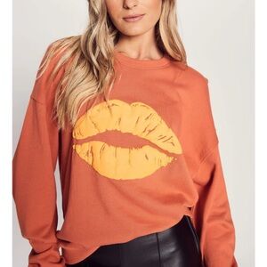 The Others The Vintage Sweat Lip Print Women's Sweater - Orange Large